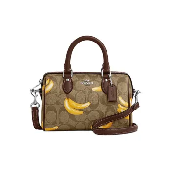 COACH Track Artificial Leather Handbag Shoulder Bag Crossbody Bag Small Size Unisex Brown