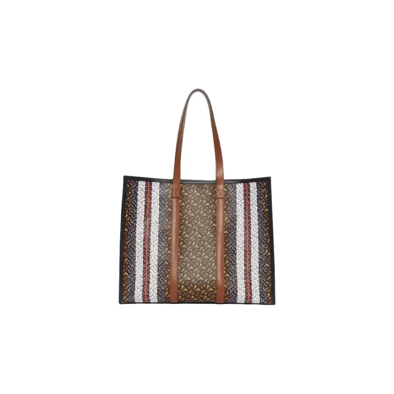 Burberry Monogram Cotton Handbag, Shoulder Bag Tubas Unisex Brown-1