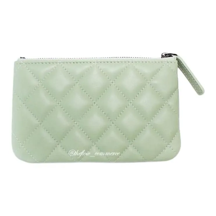 CHANEL Lambskin Clutch Mini Women's Mint Green-2