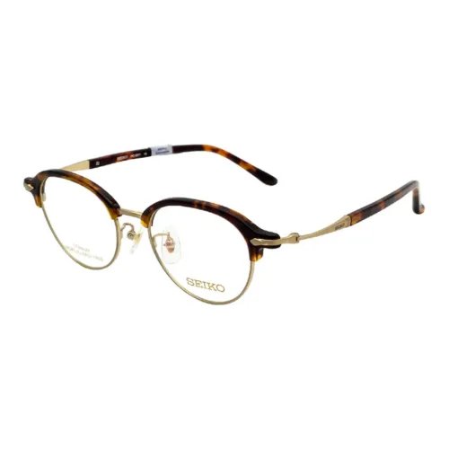 SEIKO Titanium Irregular Shape Eyeglass Frames Men's Tortoiseshell