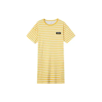 MADALLO Nightgown Women's Yellow White Stripes