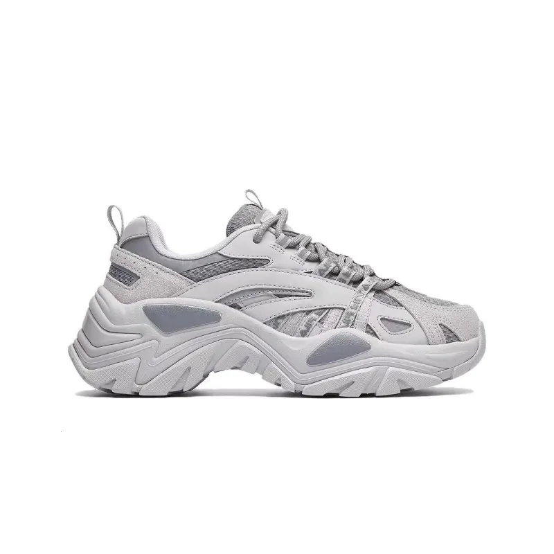 FILA Fishbone Breathable Coverage Moisture Wicking Low Top Chunky Sneakers Unisex Gray-1