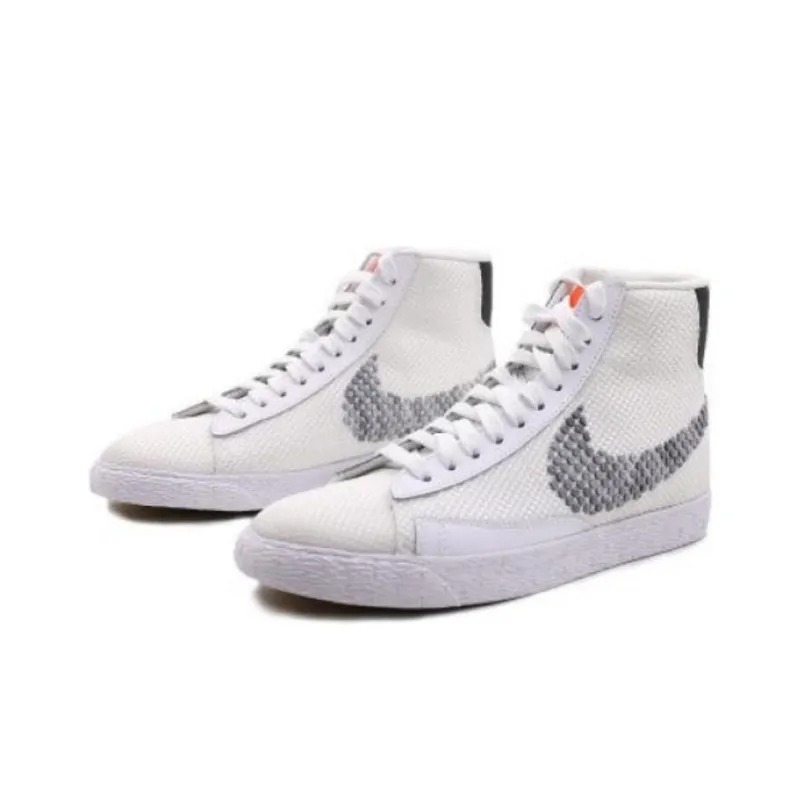 Nike Blazer VNTG Non-slip Lightweight Mid-Top Skateboard Shoes Women's White Gray-2