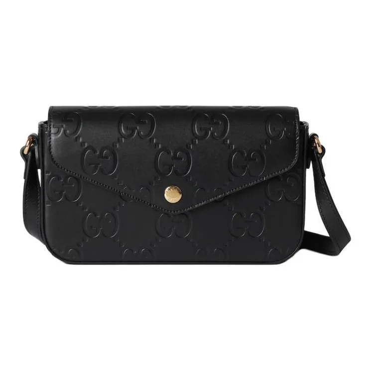 GUCCI Leather Shoulder Bag Crossbody Bag Mini Unisex Black-0