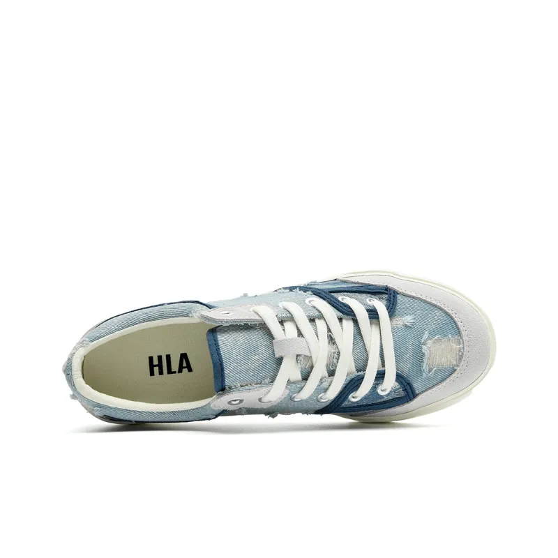 HLA Men's Shoes 2024 Summer Patchwork Breathable Comfortable Fashion Canvas Shoes Men's Skateboard Shoes-2