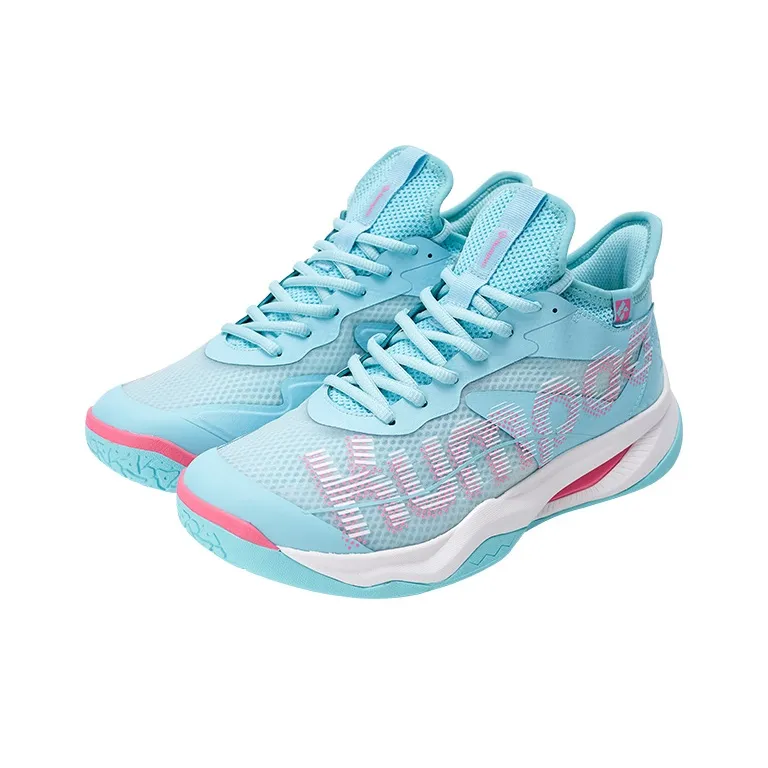 KUMPOO Badminton Shoes Unisex Mid Top White Lake Blue-3