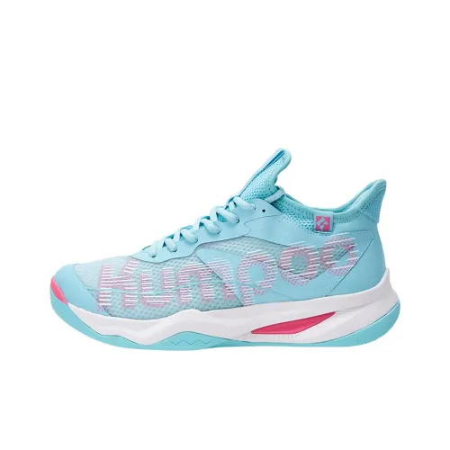 KUMPOO Badminton Shoes Unisex Mid Top White Lake Blue