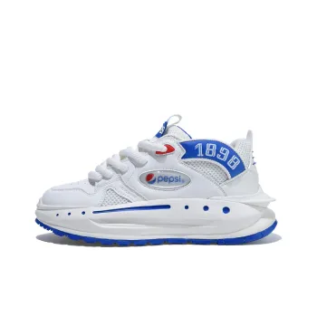 Pepsi Slip-Resistant Balance Breathable Low-Top Skateboard Shoes Men's White Blue