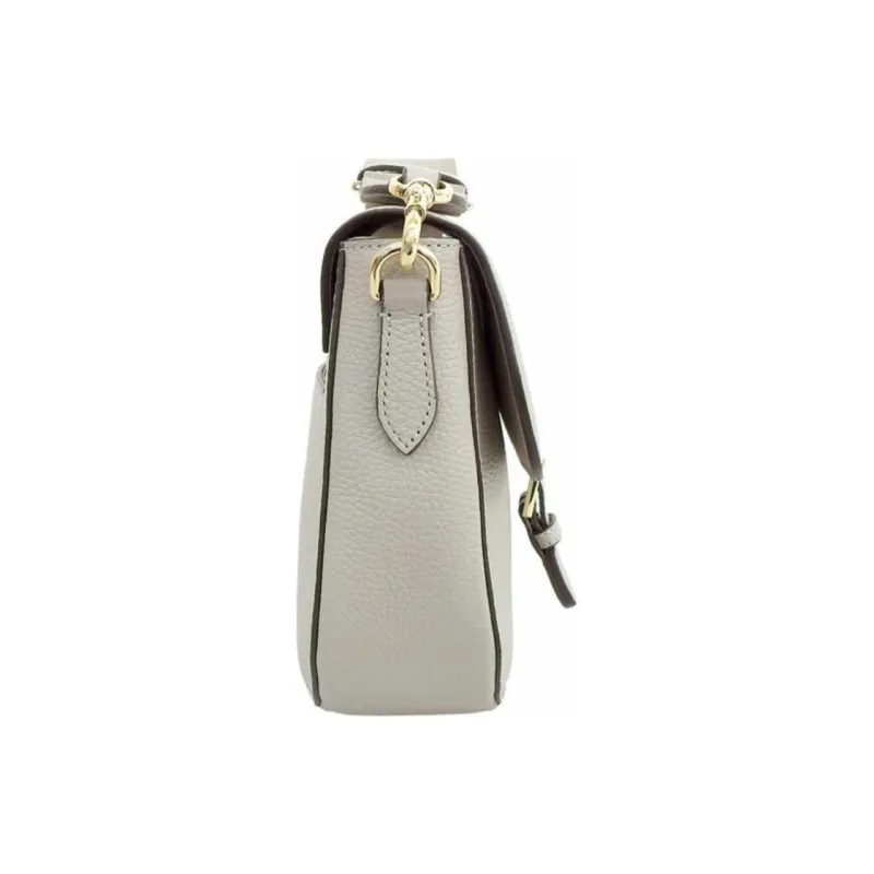 Furla Urania Leather Saddle Bag Shoulder Bag Crossbody Bag Small Size Women's Gray White-2