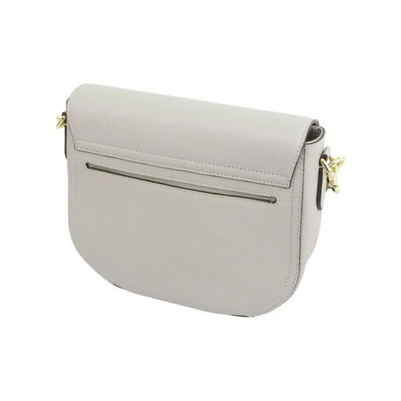 Furla Urania Leather Saddle Bag Shoulder Bag Crossbody Bag Small Size Women's Gray White-3