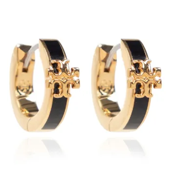 TORY BURCH Brass, Enamel, Crystal Earrings Women's Black