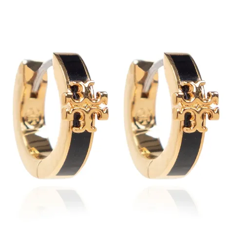 TORY BURCH Brass, Enamel, Crystal Earrings Women's Black-0