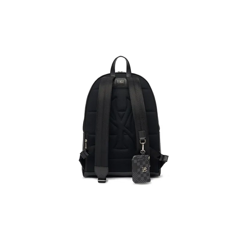 MLB Polyurethane Backpack Unisex Black Gold-3