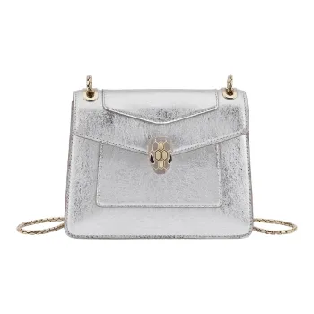 BVLGARI Serpenti Forever Calfskin Crossbody Bag, Shoulder Bag Women's Silver