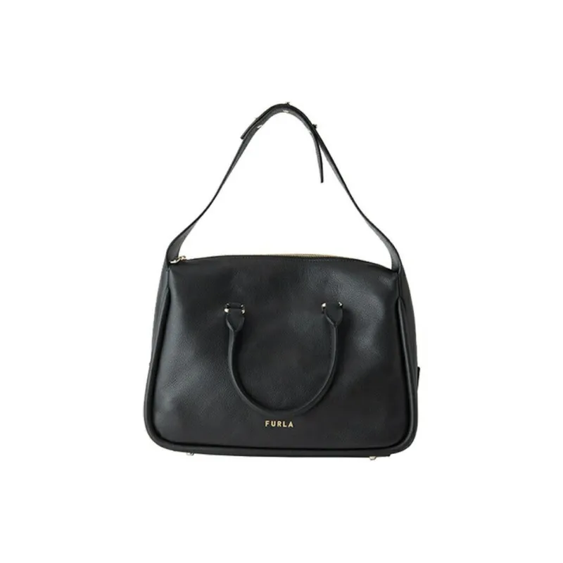 Furla Ester Soft Grained Leather Handbag Shoulder Bag Medium Size Women's Black-0