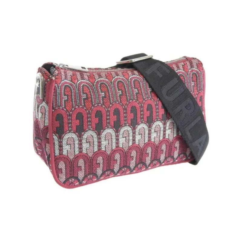 Furla Moon Canvas Shoulder Bag, Crossbody Bag Mini Women's Red-1