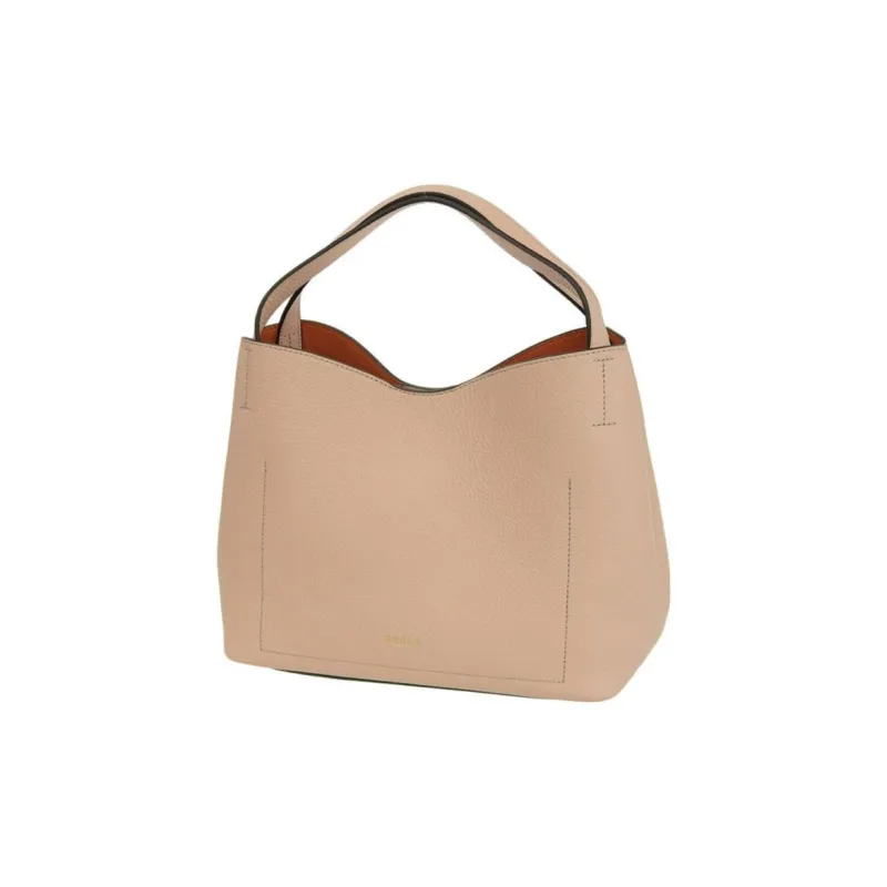 Furla Primula Textured Calfskin Hobo Bag Shoulder Bag Crossbody Handbag Small Size Women's Coral Pink-3