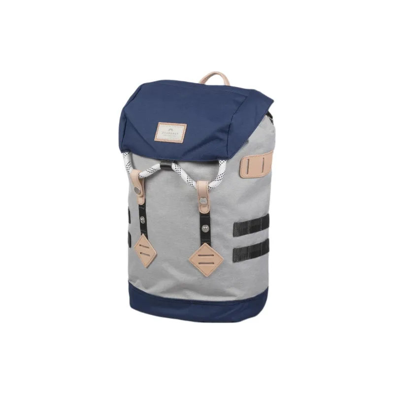 Doughnut Polyester Backpack Small Size Unisex Light Gray With Marine Blue Accents-1