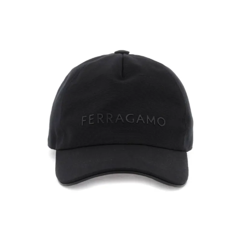 FERRAGAMO Leather Baseball Caps Men's Black-0