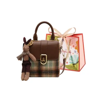 Cwatcun Woolen Shoulder Bag, Handbag Regular Women's Red Plaid/Green Plaid Child