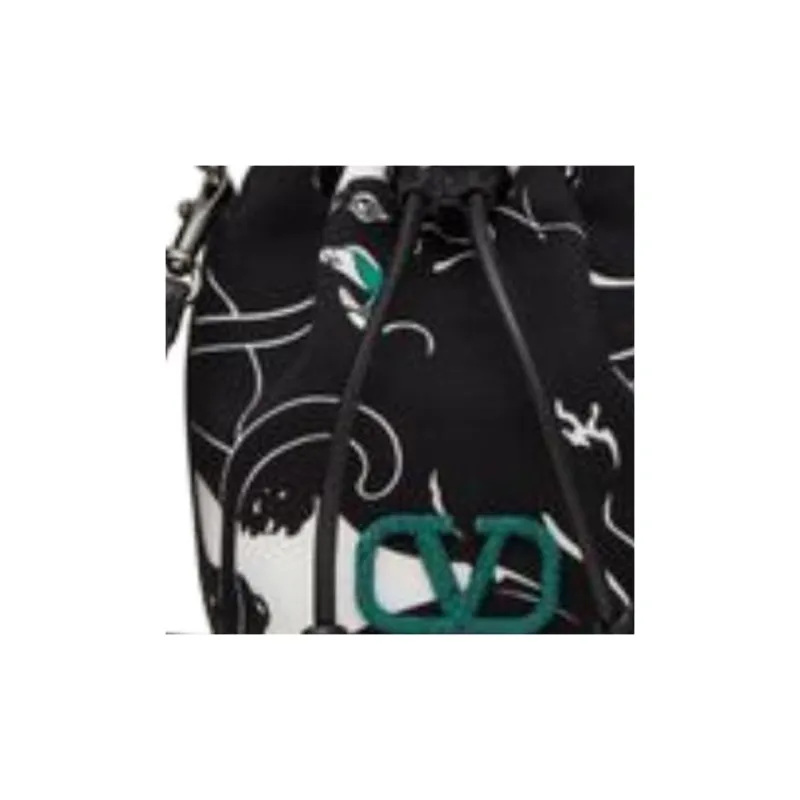 Valentino GARAVANI Canvas Bucket Bags Shoulder Bag Crossbody Bag Handbag Mini Women's Black-1