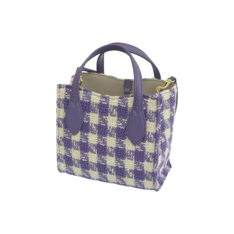Furla Era Floral Tweed Tote Bag, Shopping Bag, Shoulder Bag, Crossbody Bag, Handbag Mini Women's Purple-3