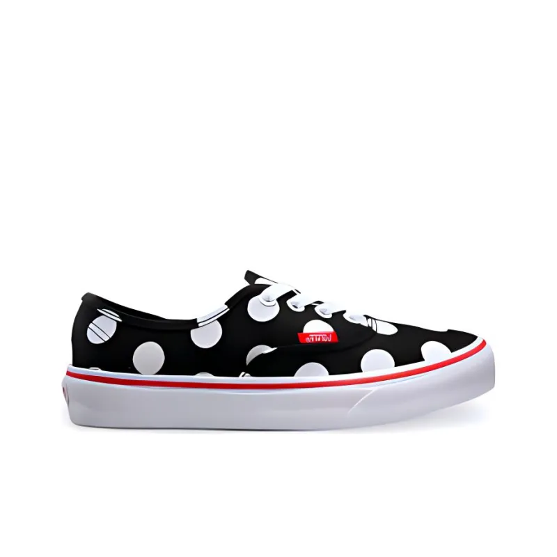 Vans Authentic Polka Dot Coverage Slip-Resistant Water-Resistant Wear-Resistant Low-Top Skateboard Shoes Unisex Black-1