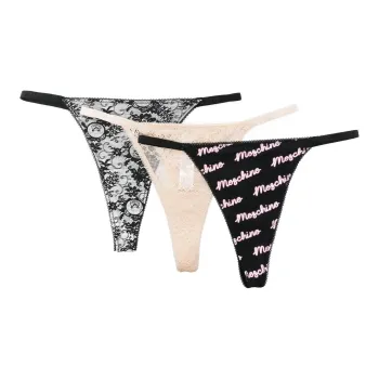 MOSCHINO Logo-straps Scallop-edge Thongs Set Of Three