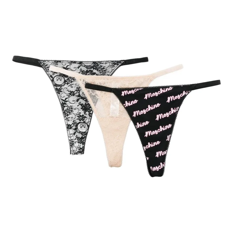 MOSCHINO Logo-straps Scallop-edge Thongs Set Of Three-0