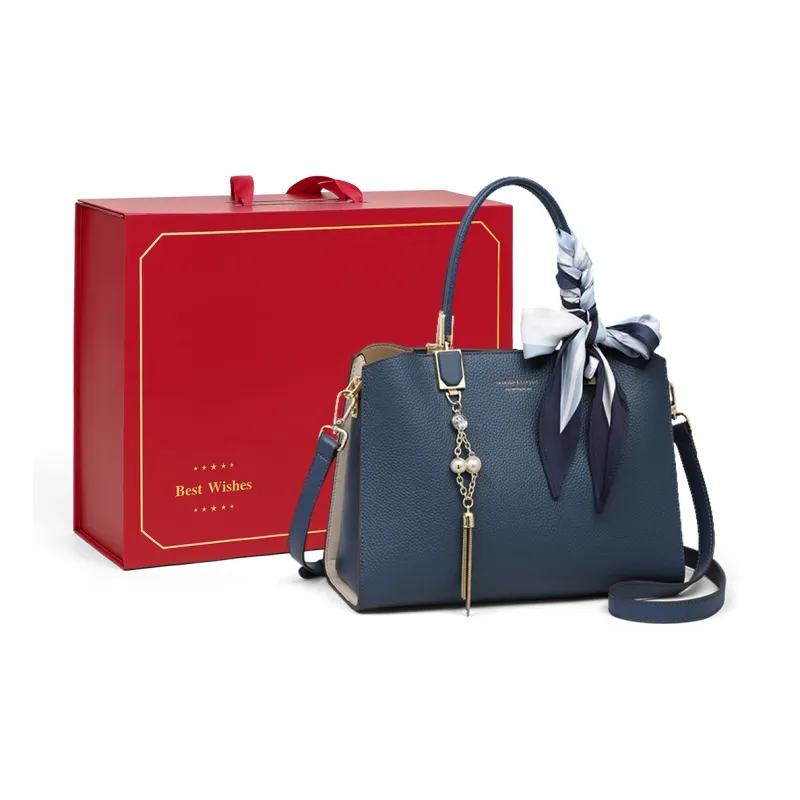 COMELY Cow Leather Mom Bag Crossbody Bag Handbag Regular Women's Beige Apricot/Blue-11