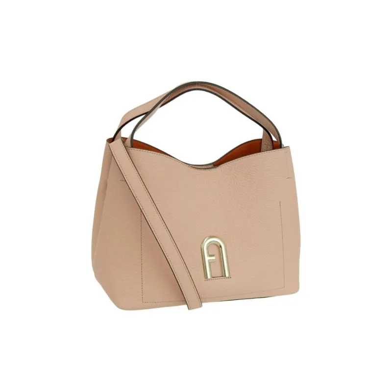 Furla Primula Textured Calfskin Hobo Bag Shoulder Bag Crossbody Handbag Small Size Women's Coral Pink-1