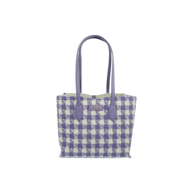 Furla Era Floral Tweed Tote Bag, Shopping Bag, Shoulder Bag, Handbag Small Size Women's Purple-0