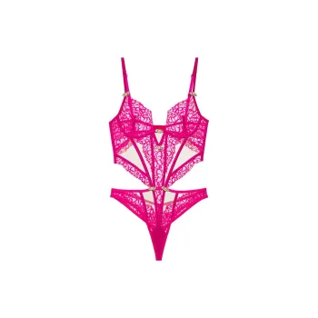Victoria's Secret FOR LOVE & LEMONS Butterfly Lace Bodysuits Women's Bright Pink