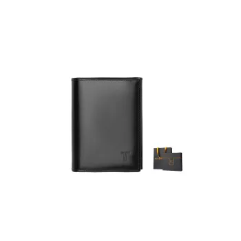 Thereble Cow Leather Card Holder Men's Black Orange
