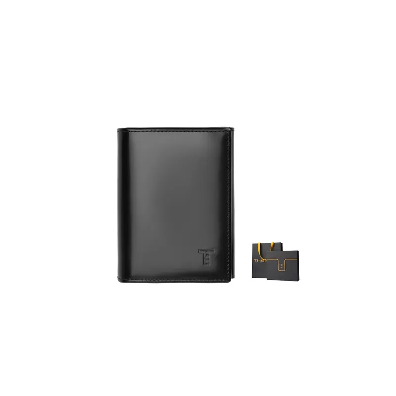 Thereble Cow Leather Card Holder Men's Black Orange-0