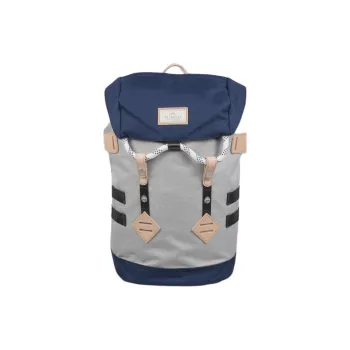 Doughnut Polyester Backpack Small Size Unisex Light Gray With Marine Blue Accents