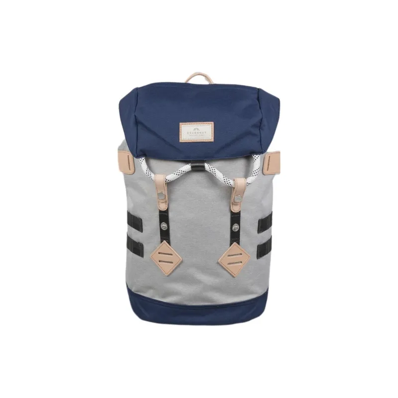 Doughnut Polyester Backpack Small Size Unisex Light Gray With Marine Blue Accents-0