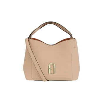 Furla Primula Textured Calfskin Hobo Bag Shoulder Bag Crossbody Handbag Small Size Women's Coral Pink