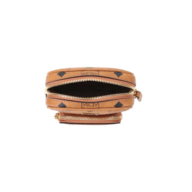 MCM Essential Visetos Origina Leather Cell Phone Pouch, Crossbody Bag, Shoulder Bag Mini Unisex Cognac-5