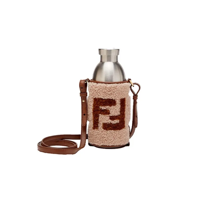 FENDI X 24Bottles® Collaboration Sheepskin Water Bottle Bag Crossbody Bag Unisex Brown Color Blocking Pink-0