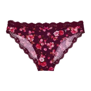 Victoria's Secret Underpants Women's 1 Pack Kiel Wine-Colored Floral Print/Kir Floral Print