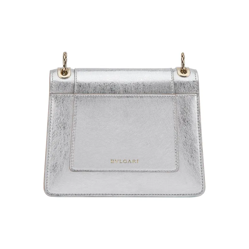 BVLGARI Serpenti Forever Calfskin Crossbody Bag, Shoulder Bag Women's Silver-2