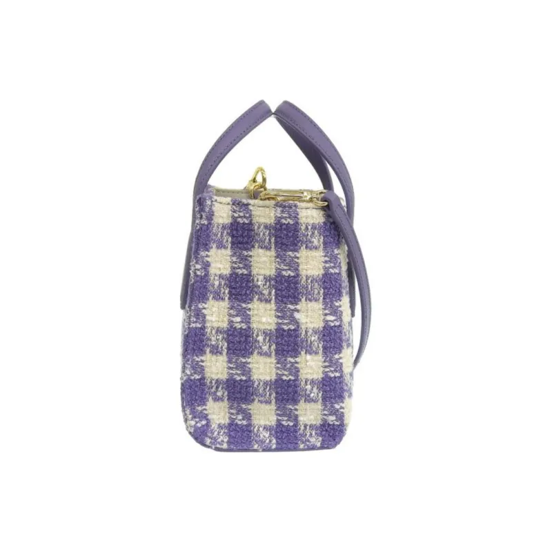 Furla Era Floral Tweed Tote Bag, Shopping Bag, Shoulder Bag, Crossbody Bag, Handbag Mini Women's Purple-2