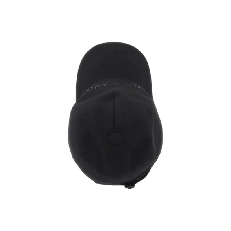 FERRAGAMO Leather Baseball Caps Men's Black-1