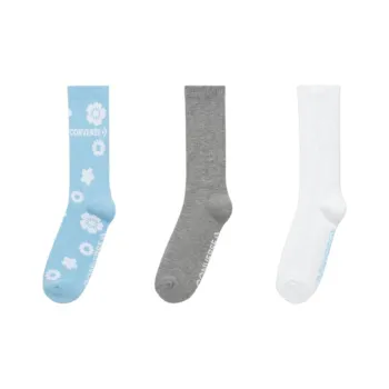 Converse Floral Crew Socks Mid-Calf Socks Women's 3 Pack
