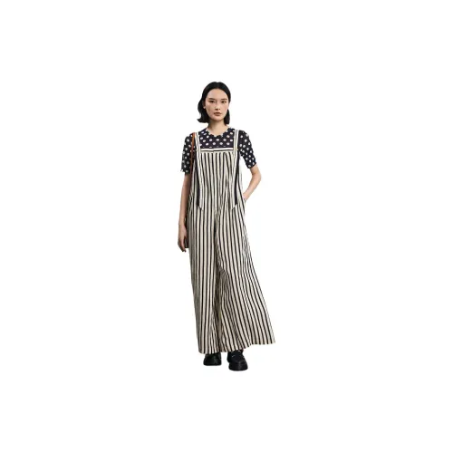 MIIDII Overalls Women's Khaki Stripe