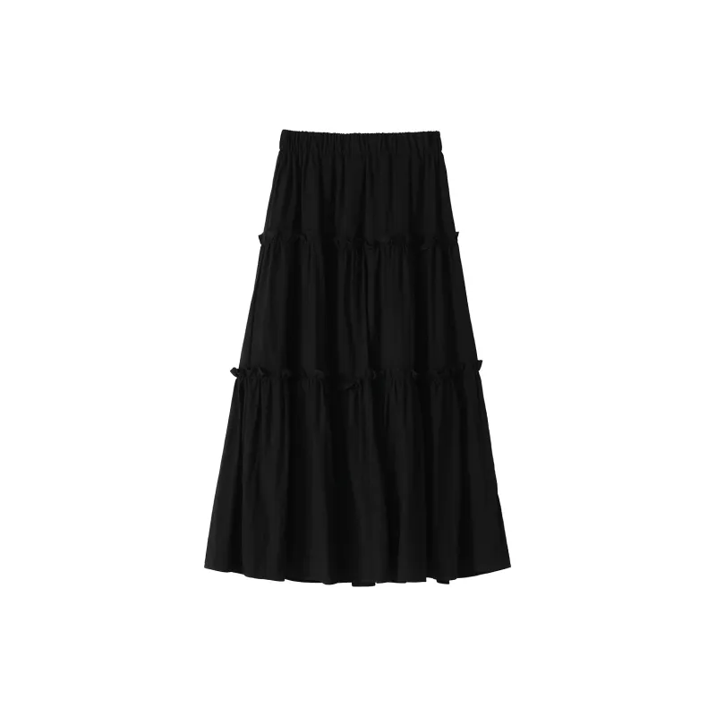 0571 Family Casual Long Skirts Women's Black-1