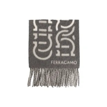 Ferragamo Gancini Jacquard Fringed Edge Scarf