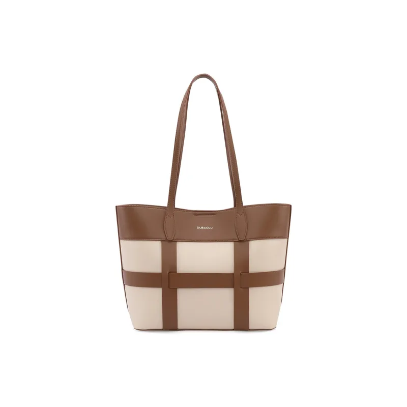 Dubaolu Polyurethane Synthetic Leather Shoulder Bag Large Size Women's Brown/Black-5