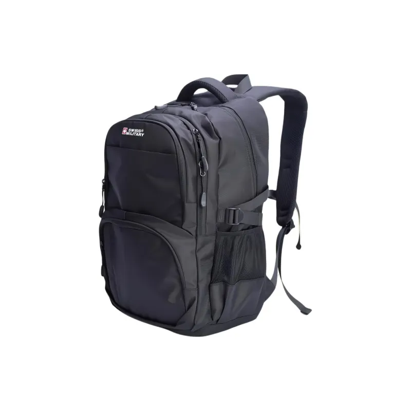 SWISS MILITARY PU Backpack Level 3 Backpack Large Size Unisex Black-1